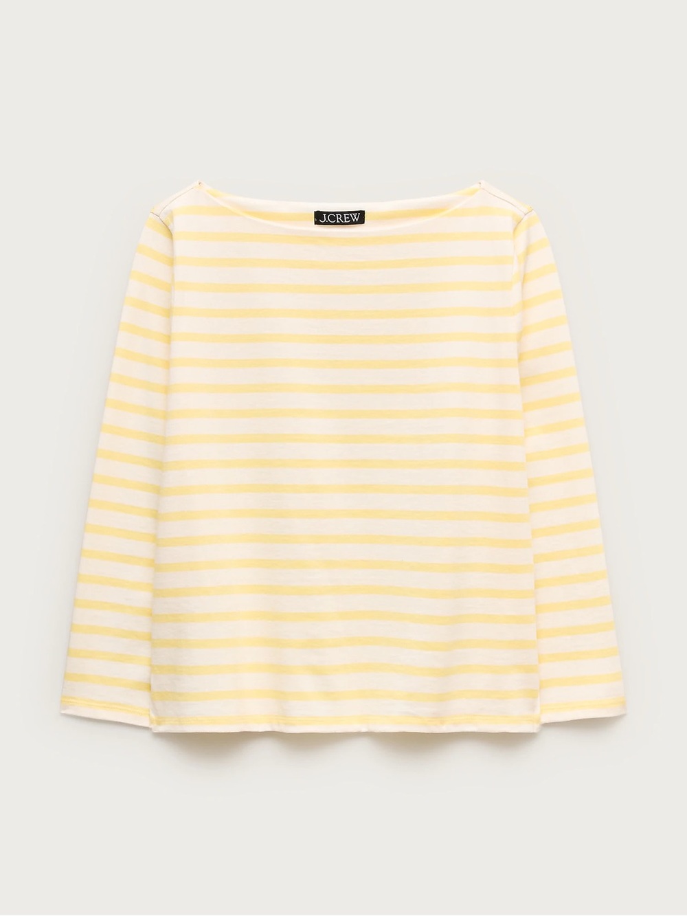 J. Crew yellow white stripe new boatneck top cotton